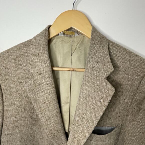 VTG Clubman Anderson Little Tan Beige Wool Blazer Sport Jacket Elbow Patches 40S - Picture 5 of 15